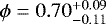 Mathematical equation: $\phi = 0.70^{+0.09}_{-0.11}$