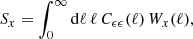 $$ \begin{aligned} S_x = \int _0^{\infty }\mathrm{d}\ell \,\ell \, C_{\epsilon \epsilon }(\ell )\,W_x(\ell ), \end{aligned} $$