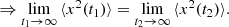 $$ \begin{aligned} \Rightarrow \lim \limits _{t_{1}\rightarrow \infty }{\langle x^{2}(t_{1}) \rangle } = \lim \limits _{t_{2} \rightarrow \infty }{\langle x^{2}(t_{2}) \rangle }. \end{aligned} $$