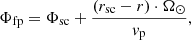 $$ \begin{aligned} \Phi _{\rm fp} = \Phi _{\rm sc} + \frac{(r_{\rm sc}-r)\cdot \Omega _\odot }{{ v}_{\rm p}}, \end{aligned} $$