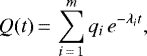 \begin{equation*}Q(t)\,{=}\,\sum_{i\,{=}\,1}^m q_i\,e^{-\lambda_i t}, \end{equation*}