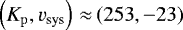 $\left(K_{\mathrm{p}}, v_{\textrm{sys}}\right)\,{\approx}\,({253}, {{-}23})$