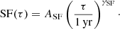 $$ \begin{aligned} \mathrm{SF}(\tau ) = A_{\rm SF}\left(\frac{\tau }{1\,\mathrm{yr}}\right)^{\gamma _{\rm SF}}\cdot \end{aligned} $$
