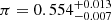 $ \pi= 0.554_{-0.007}^{+0.013} $