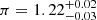 $ \pi= 1.22_{-0.03}^{+0.02} $