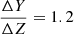 $ \frac{\Delta Y}{\Delta Z}=1.2 $