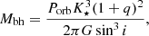 $$ \begin{aligned} M_{\rm bh}= \frac{P_{\rm orb} K_{\star }^3 (1+q)^2}{2\pi G\sin ^3 i}, \end{aligned} $$