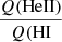 Mathematical equation: $ \frac{Q(\mathrm{HeII})}{Q(\mathrm{HI}} $