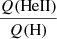 Mathematical equation: $ \frac{Q(\mathrm{HeII})}{Q(\mathrm{H})} $