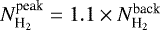 $N_{\textrm{H}_2}^{\textrm{peak}}=1.1 \times N_{\textrm{H}_2}^{\textrm{back}}$