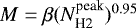 $M = \beta (N_{\textrm{H2}}^{\textrm{peak}})^{0.95}$