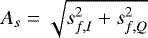 $A_s = \sqrt{s_{f,I}^2 + s_{f,Q}^2}$