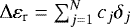 $\Delta \varepsilon_{\textrm{r}} = \sum_{j = 1}^N c_j \delta_j$