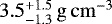 $3.5^{+1.5}_{-1.3}\,\mathrm{g\,cm^{-3}}$