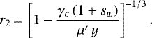 \begin{equation*}r_2\,{=}\,\left[1-\frac{\gamma_c\,(1+s_w)}{\mu'\,y}\right]^{-1/3}. \end{equation*}