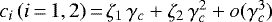 $c_i\, (i\,{=}\,1,2)\,{=}\,\zeta_1\,\gamma_c+\zeta_2\,\gamma_c^2+o(\gamma_c^3)$