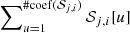 $ \sum\nolimits_{u=1}^{\#\mathrm{coef}({\mathcal{S}}_{j,i})} {\mathcal{S}}_{j,i} [u] $