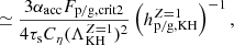 $$ \begin{aligned}&\simeq \frac{3 \alpha _{\rm acc} F_{\rm p/g,crit2}}{4 \tau _{\rm s} C_{\rm \eta } (\Lambda _{\rm KH}^{Z=1})^2} \left( h_{\rm p/g,KH}^{Z=1} \right)^{-1} , \end{aligned} $$