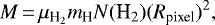 \begin{equation*}M\,{=}\,\mu_{\textrm{H}_2} {m_{\textrm{H}}} N{(\textrm{H}_2)}(R_{\textrm{pixel}})^2, \end{equation*}