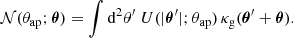 $$ \begin{aligned} \mathcal{N}(\theta _{\rm ap};\boldsymbol{\theta })= \int \mathrm{d}^2\theta ^\prime \;U(|\boldsymbol{\theta }^\prime |;\theta _{\rm ap})\, \kappa _{\rm g}(\boldsymbol{\theta }^\prime +\boldsymbol{\theta }). \end{aligned} $$