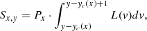 $$ \begin{aligned} S_{x,{ y}} = P_x\cdot \int _{{ y}-{ y}_c(x)}^{{ y}-{ y}_c(x)+1} L({ v}) d{ v}, \end{aligned} $$