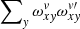$ \sum\nolimits_{\mathit{y}} \omega_{x\mathit{y}}^{\mathit{v}} \omega_{x\mathit{y}}^{\mathit{v}\prime} $