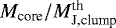 $M_{\textrm{core}}/{M_{\textrm{J,clump}}^{\textrm{th}}}$