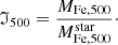 $$ \begin{aligned} \mathfrak{I} _{500} = {M_{\rm Fe,500} \over {M^\mathrm{star}_{\rm Fe,500}}}\cdot \end{aligned} $$