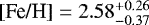$\textrm{[Fe/H]}=2.58^{+0.26}_{-0.37}$