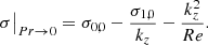 $$ \begin{aligned} \sigma \big |_{Pr\rightarrow 0}=\sigma _{0,0}-\frac{\sigma _{1,0}}{k_{{z}}}-\frac{k_{{z}}^{2}}{Re}. \end{aligned} $$