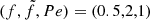 $ (f,\tilde{f},Pe)=(0.5,2,1) $