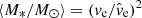 $ {\langle M_*/{M}_\odot \rangle}= (\mathit{v}_{\mathrm{e}} / \hat{v}_{\mathrm{e}})^2 $
