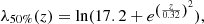 $$ \begin{aligned} \lambda _{50\%}(z) = \ln (17.2 + e^{\left( \frac{z}{0.32} \right)^{2}}), \end{aligned} $$