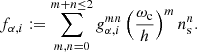 $$ \begin{aligned} f_{\alpha ,i} := \sum _{m,n=0}^{m+n \le 2} g_{\alpha ,i}^{mn} \left( \frac{\omega _{\rm c}}{h} \right)^m n_{\rm s}^n. \end{aligned} $$