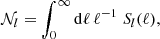 $$ \begin{aligned} {\mathcal{N} }_l = \int _0^\infty \mathrm{d}\ell \, \ell ^{-1}\; S_l(\ell ), \end{aligned} $$