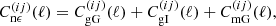 $$ \begin{aligned} C^{(ij)}_{\rm n \epsilon }(\ell ) = C^{(ij)}_{\rm gG}(\ell ) + C^{(ij)}_{\rm gI}(\ell ) + C^{(ij)}_{\rm mG}(\ell ), \end{aligned} $$