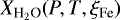 $X_{\textrm{H}_2 \textrm{O}}(P, T, \xi_{\textrm{Fe}})$