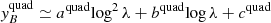 $ \mathit{y}_{B}^{\mathrm{quad}} \simeq a^{\mathrm{quad}} \mathrm{log}^2\,\lambda + b^{\mathrm{quad}} \mathrm{log}\,\lambda + c^{\mathrm{quad}} $