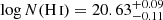 $ \log N({\mathrm{H}\,\textsc{i}}) = 20.63^{+0.09}_{-0.11} $