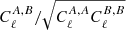 $ C_\ell^{A, B} / \sqrt{C_\ell^{A, A} C_\ell^{B, B}} $