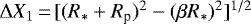 $\Delta X_{1}\,{=}\,[(R_{*}+R_{\textrm{p}})^{2}-(\beta R_{*})^{2}]^{1/2}$