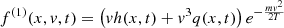 $$ \begin{aligned} f^{(1)}(x,{ v},t) = \left({ v} h(x,t) + { v}^3 q(x,t) \right) e^{-\frac{m{ v}^2}{2T}} \end{aligned} $$