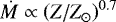 $\dot{M} \propto \left(Z/Z_{\odot}\right)^{0.7}$