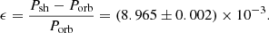 $$ \begin{aligned} \epsilon = \frac{P_{\rm sh}-P_{\rm orb} }{P_{\rm orb}}=(8.965\pm 0.002) \times 10^{-3}. \end{aligned} $$