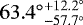 ${63.4^{\circ}}^{+12.2^{\circ}}_{-57.7^{\circ}}$