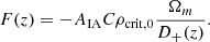 $$ \begin{aligned} F(z) = -A_{\rm IA}C\rho _{\rm crit, 0}\frac{\Omega _{m}}{D_{+}(z)}. \end{aligned} $$