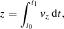 $$ \begin{aligned}&z = \int _{t_0}^{t_1} { v}_z\,\mathrm{d}t, \end{aligned} $$