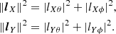 $$ \begin{aligned} \Vert {\boldsymbol{l}_X}\Vert ^2&=|l_{X\theta }|^2+|l_{X\phi }|^2, \nonumber \\ \Vert {\boldsymbol{l}_Y}\Vert ^2&=|l_{Y\theta }|^2+|l_{Y\phi }|^2. \end{aligned} $$