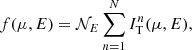 $$ \begin{aligned} f(\mu ,E) = \mathcal{N} _{E}\sum _{n=1}^{N} I_{\mathrm{T} }^{n}(\mu ,E), \end{aligned} $$