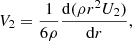 $$ \begin{aligned} V_2 = \frac{1}{6 \rho } \frac{\mathrm{d}(\rho r^2 U_2)}{\mathrm{d}r}, \end{aligned} $$